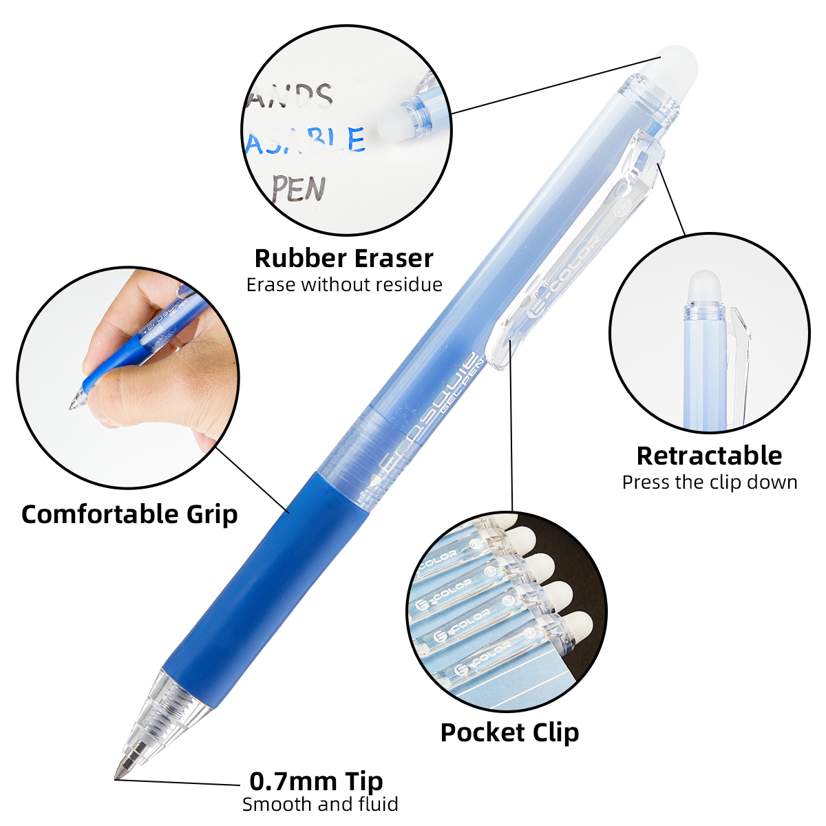 12Pcs/Set 0.7mm Retractable Er - đánh giá và giá Retractable Eraser Pen Click